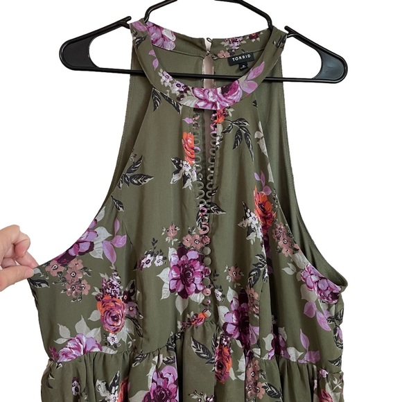 Torrid Olive Green Floral Dress - Picture 2 of 10